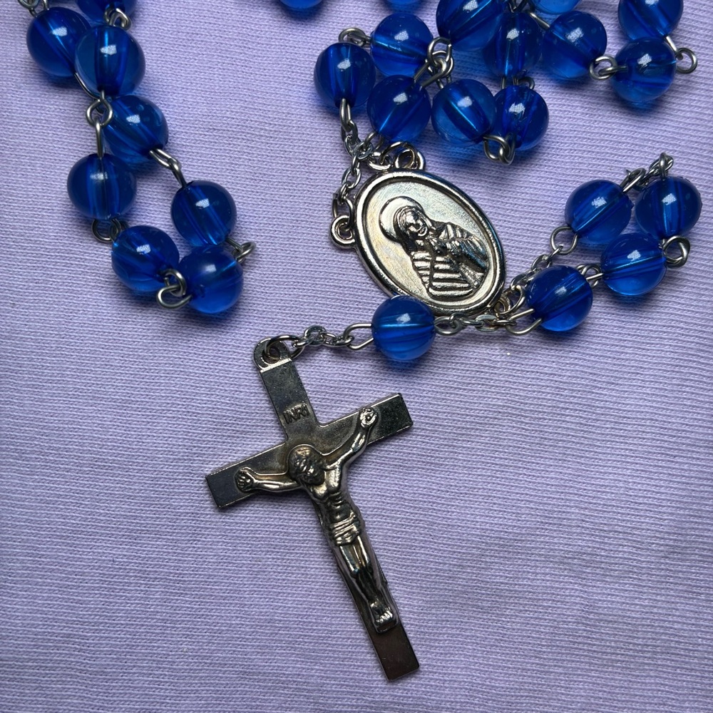 Vintage Rosary Blue Beads